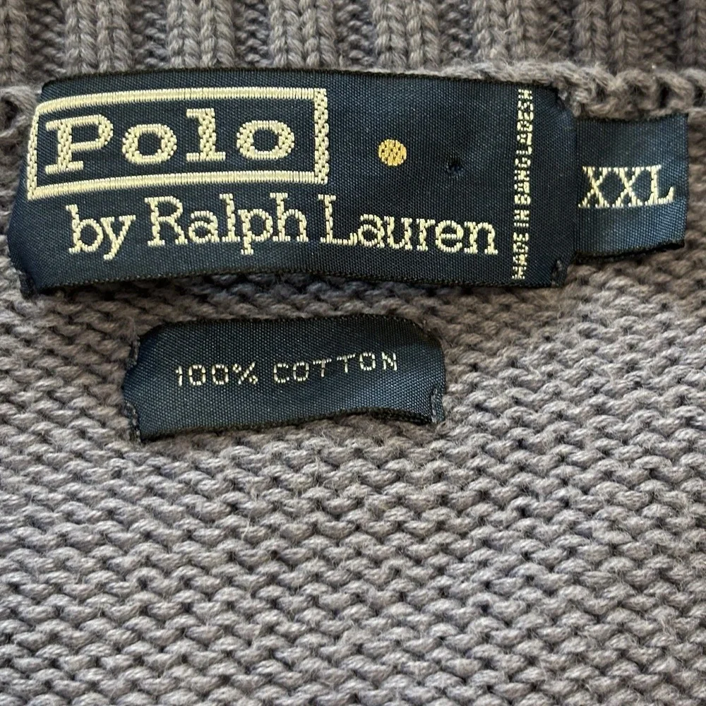 Polo Ralph Lauren Men's 2XL V Neck Sweater Blue 100% Cotton